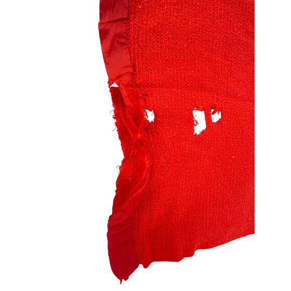 Vntg JCPenney orange Satin Border Woven Fabric Blanket Movie/Play Prop Pet Mat - Picture 11 of 13